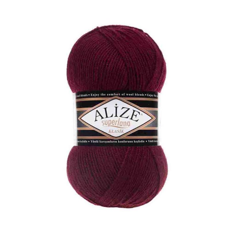 Νήμα για Πλέξιμο alize - Superlana Klasik 57 Μπορντό Συνθετικό 100gr 280m